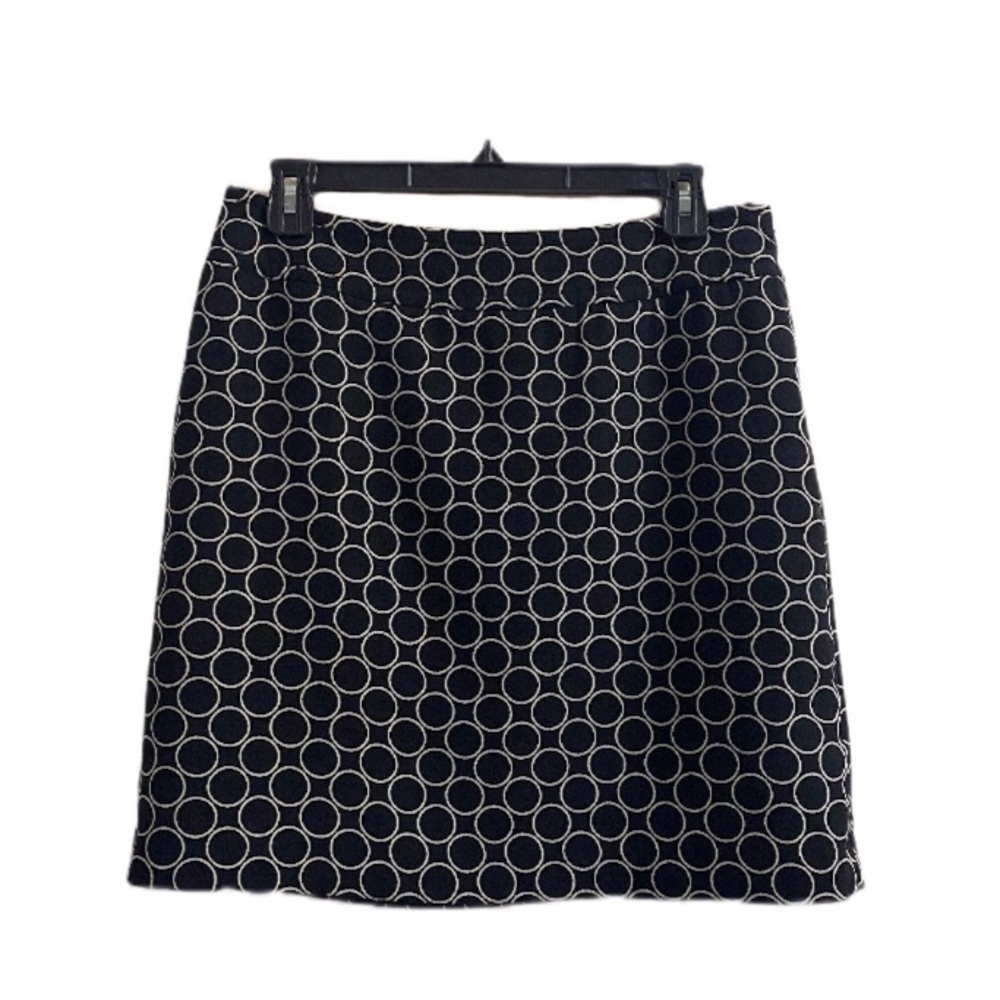 Ann Taylor Loft Black Wool Circle Patterned Skirt